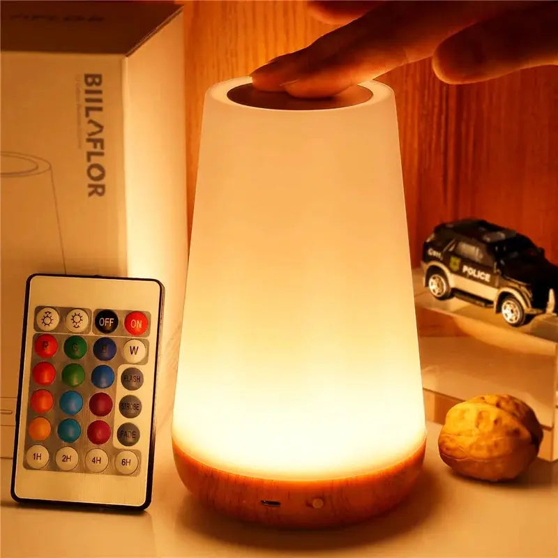LumaGlow 13 Color Changing LED Night Light With Remote Control And Touch Sensor USB Rechargeable RGB Bedside Lamp