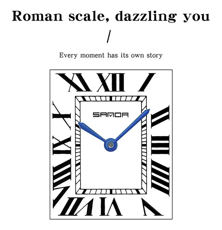 SANDA 9031/1108 luxury couple quartz watch with blue hands on a white dial featuring Roman numerals and Samoa branding