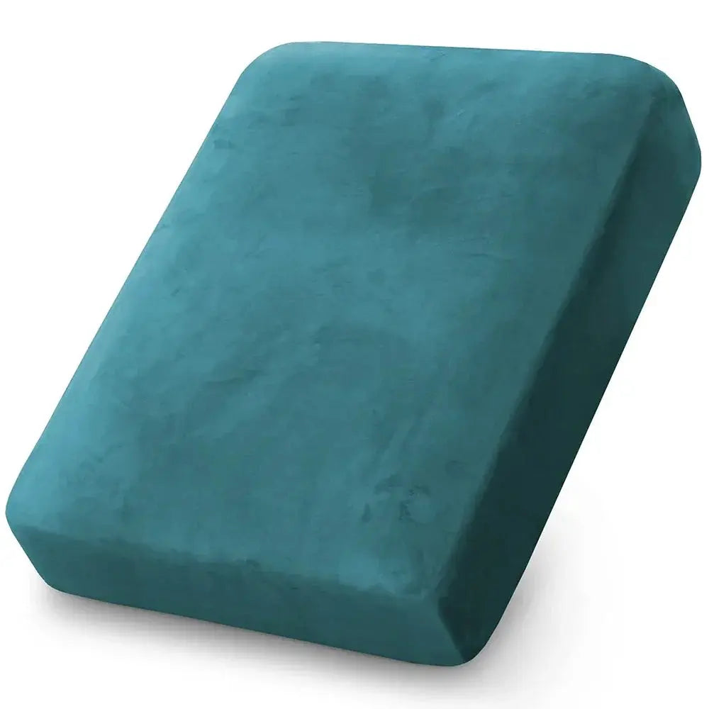 Velvet teal sofa cushion cover by Simples Market, plush stretchy slipcover for living room sofa