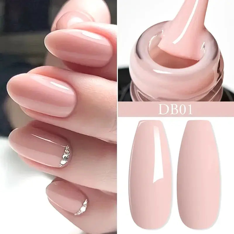 MTSSII 12pc nude pink gel nail polish set by Simples Market; soak-off UV gel varnish DB01 nude pink