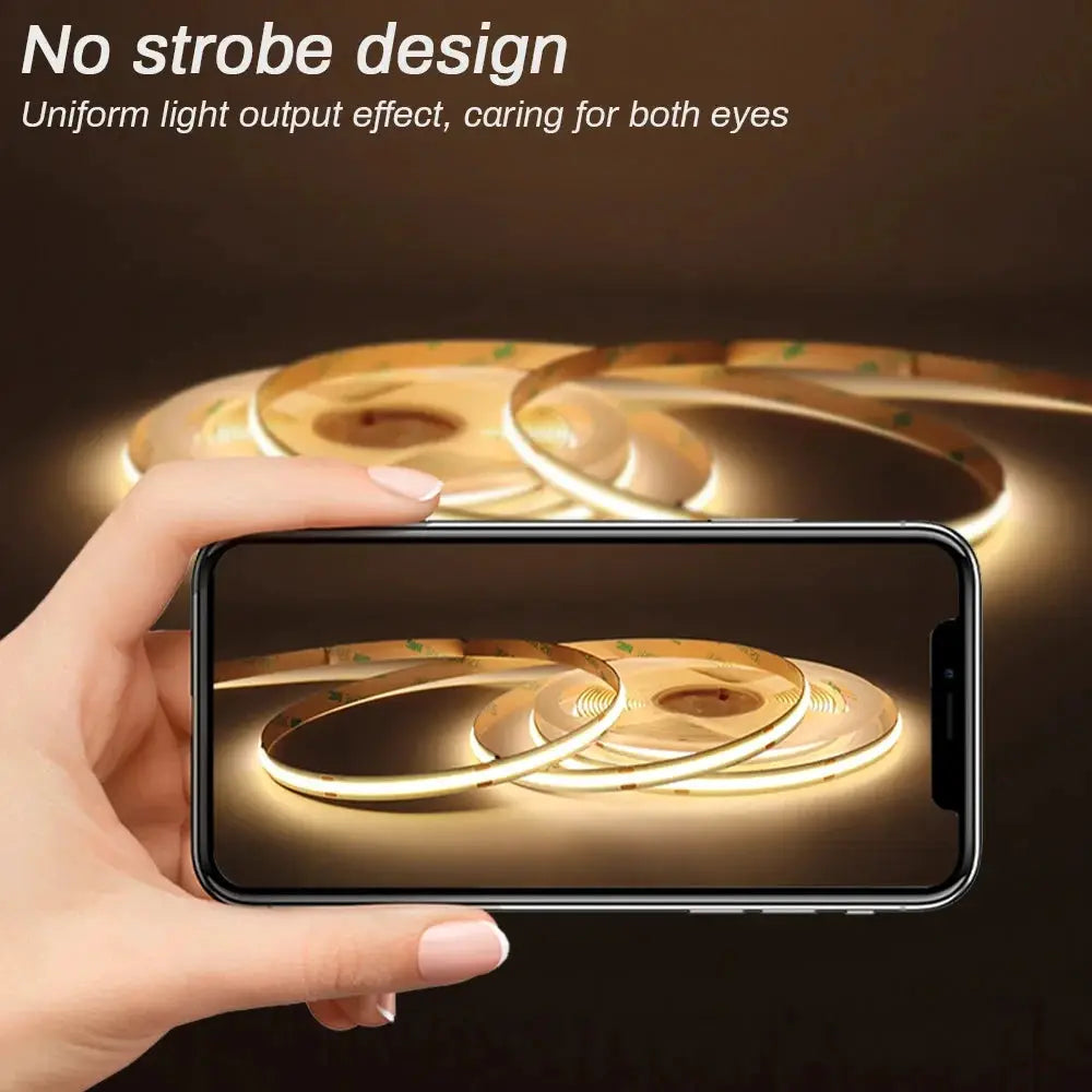 Cob Led Strip Lights 12V 24V Dimmable Tape 3mm 5mm 8mm Ice Blue Yellow Red Green Pink White For Home Decor RA90