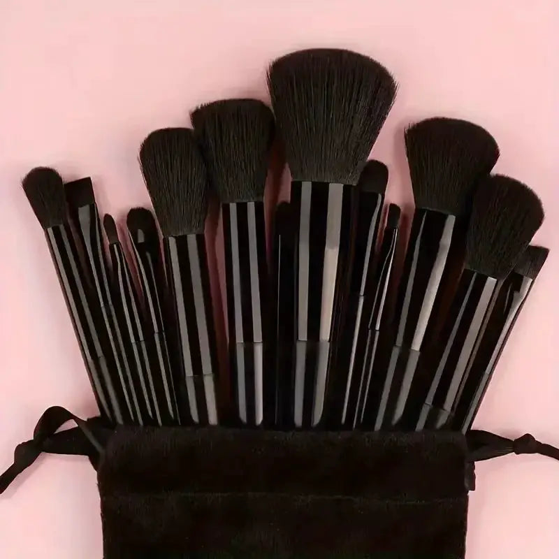 GlamourGlow 13 Piece Makeup Brush Set Soft Nylon Bristles for Flawless Eye Shadow Foundation and Blush