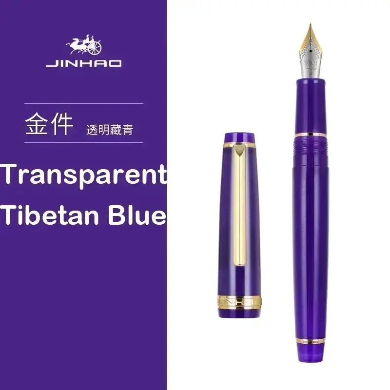 Jinhao 82 fountain pen in violet translucent purple with gold trim, cap and nib exposed (2-piece set)