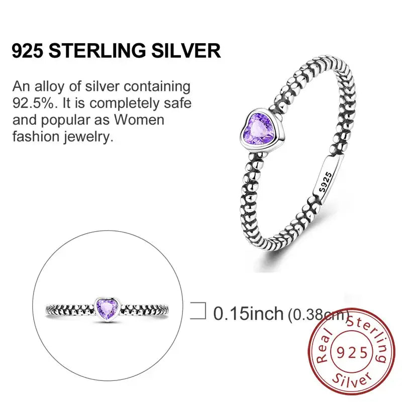 925 Sterling Silver Rings Bow Heart Star Sun Moon Zircon For Women Jewelry Birthday Anniversary Gifts