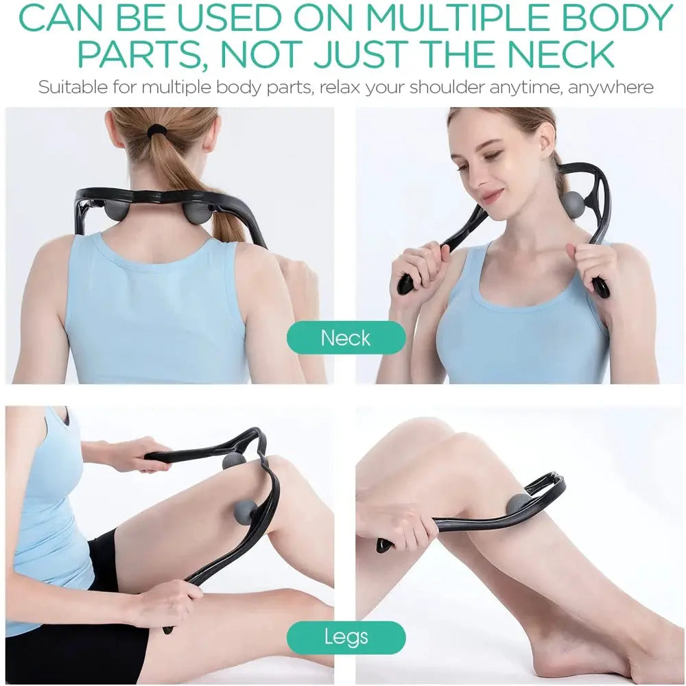 Neck massager Shiatsu dual-trigger points with ergonomic black handle, lightweight and portable