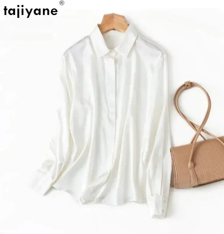 Tajiyane Women's Mulberry Silk Blend Long Sleeve Office Blouse