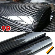 9D carbon fiber car vinyl wrap, glossy black self-adhesive rolls, 2 rolls for auto decoration