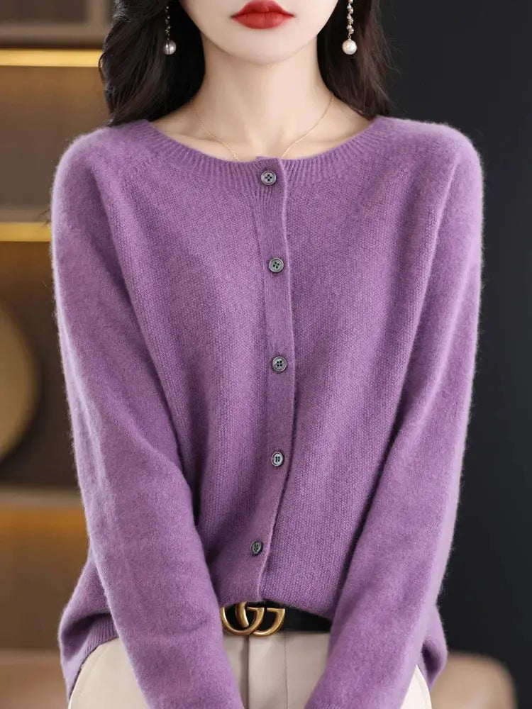 Everluxe Merino Wool Cardigan For Women With One Hundred Percent Australian Merino Softness For Autumn And Winter