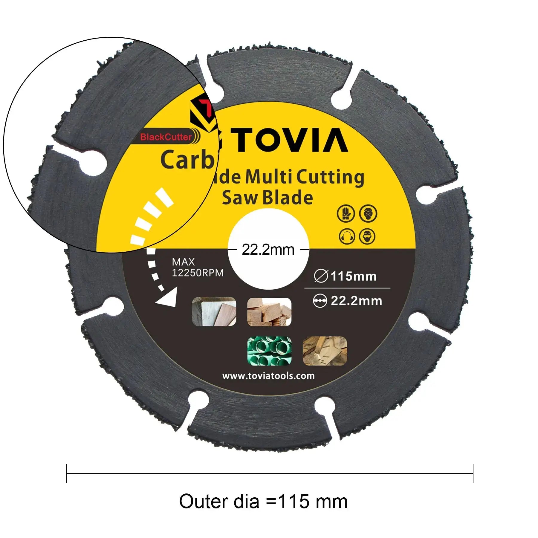 115mm Carbide Tipped Wood Cutting Disc for Angle Grinder Multitool Saw Blade for Wood