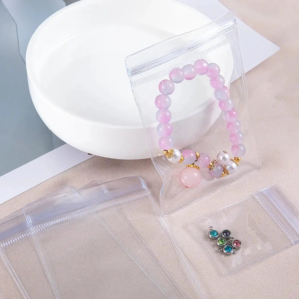 20 Pcs Transparent Jewelry Pouches Anti Oxidation Zip Lock Storage Bags For Earrings Necklaces Bracelets DIY Packaging