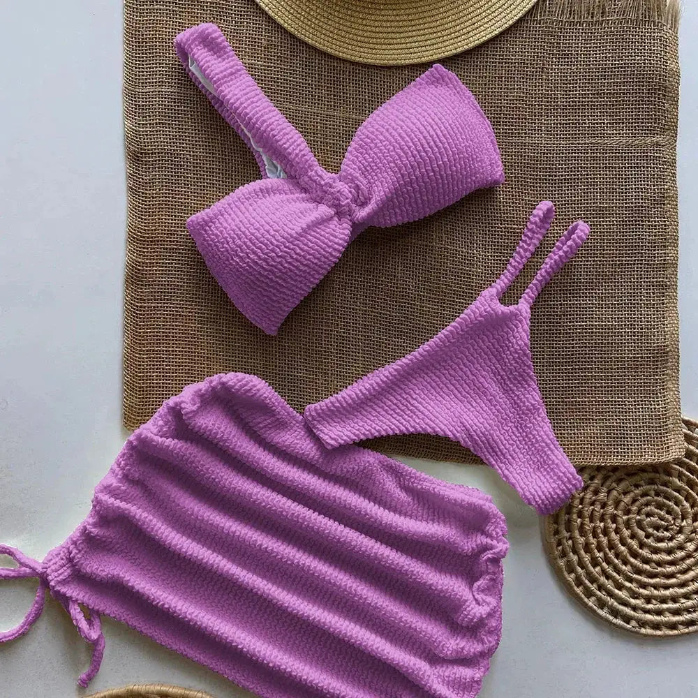 Polovedo 3 Piece Micro Bikini Set For Women Sexy Thong Swimsuit Brazilian Beachwear Bathing Suit