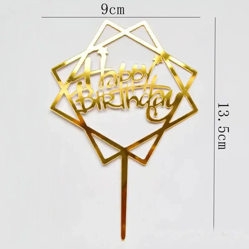 Happy Birthday Cake Toppers 14cm Acrylic Letter Set 10 or 20 Pcs Black Party Supplies Cake Decorations