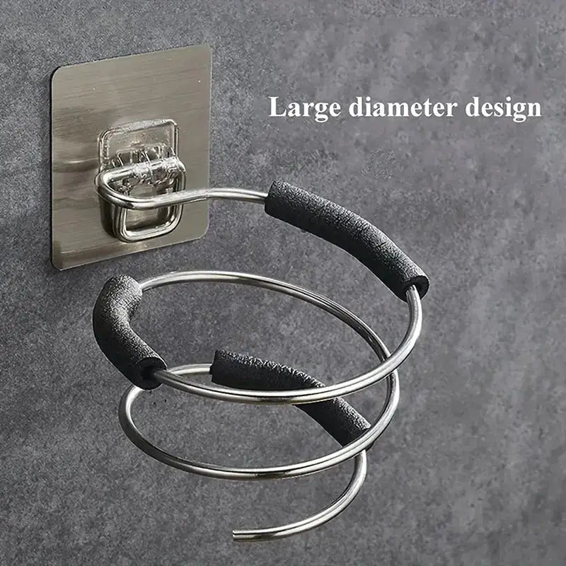 Bathroom Hair Dryer Holder Wall Mounted Stainless Steel Organizer Adhesive Wall Mount For Salon Tools