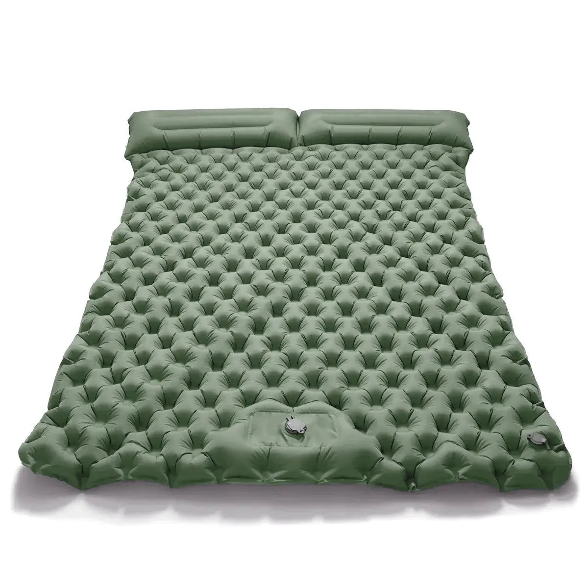Simples Market double camping air mattress with built-in pump, green tufted waterproof and portable