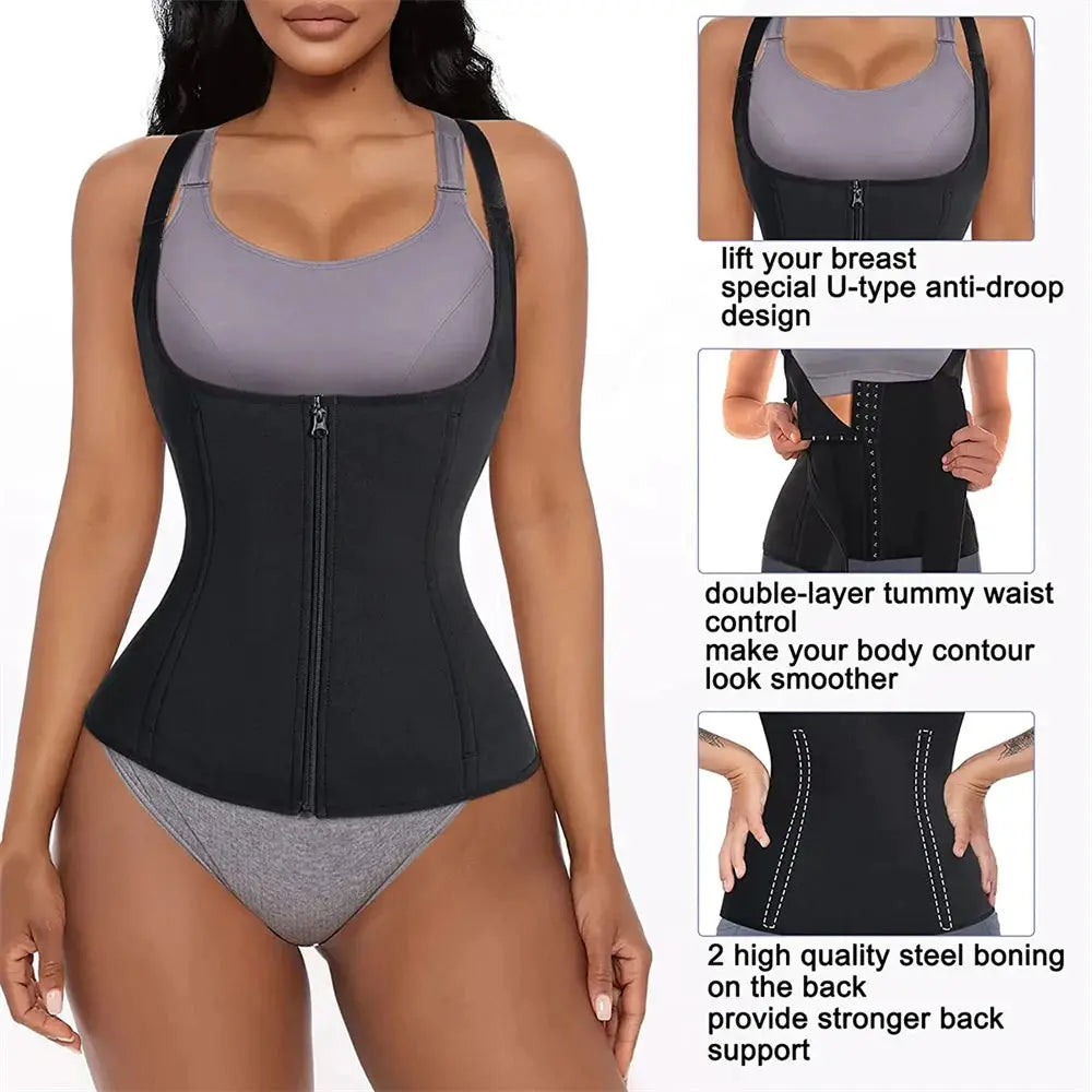 VitaShape Waist Trainer Tank Top For Women Zippered Body Shaper Tummy Control And Active Comfort
