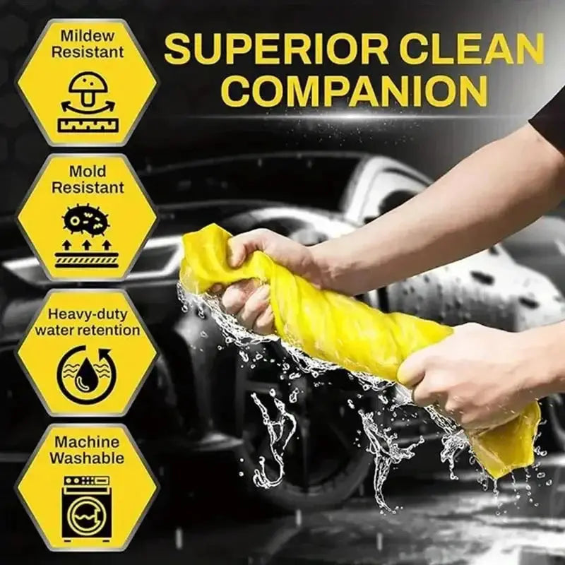 Car towel Simples Market, yellow PVA wash cloth, premium quick-dry, ultra-absorbent, mildew-resistant, reusable towel