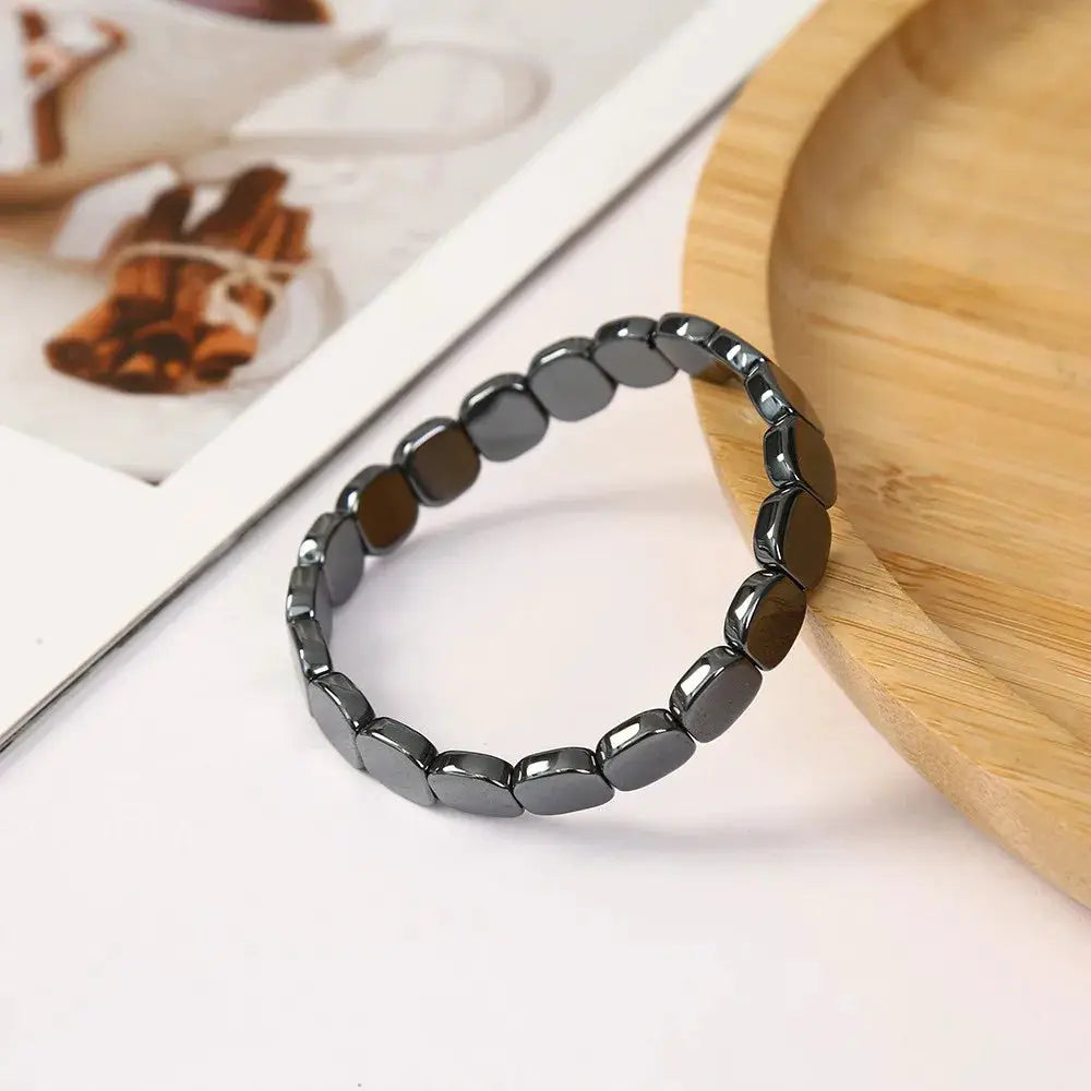 Hematite Bracelet For Men Natural Hematite Stone Beaded Stretch Healing Jewelry Gift For Confidence And Grounding