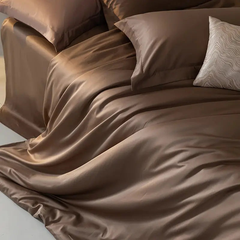 Simples Market 3pc Lyocell Bamboo Duvet Cover Set in brown with pillowcases