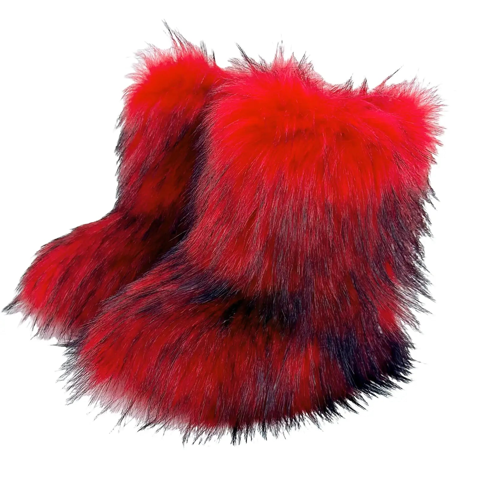 Women's Winter Snow Boots With Plush Faux Fox Fur Mid Calf Warm Platform Shoes For Cold Weather Outdoor