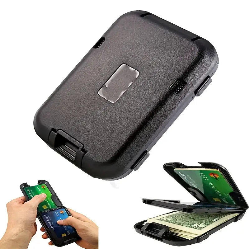 Metal wallet by Simples Market; RFID-blocking, ultra-thin aluminum card holder in black