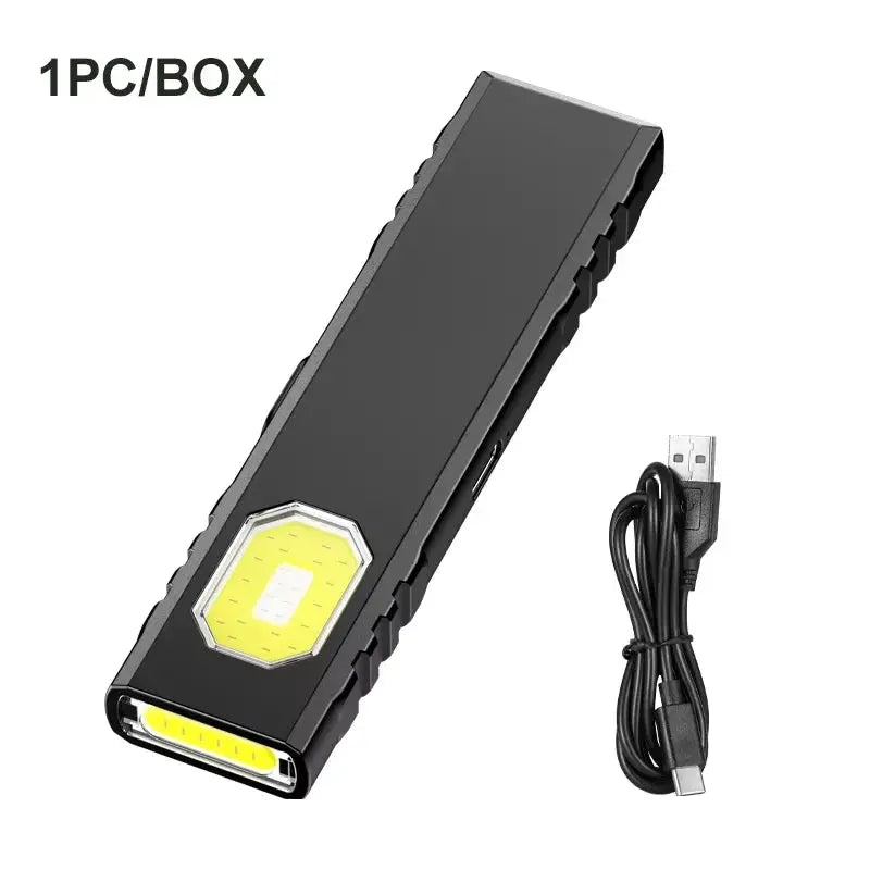 Simples Market portable waist-hanging keychain flashlight, black USB rechargeable emergency light