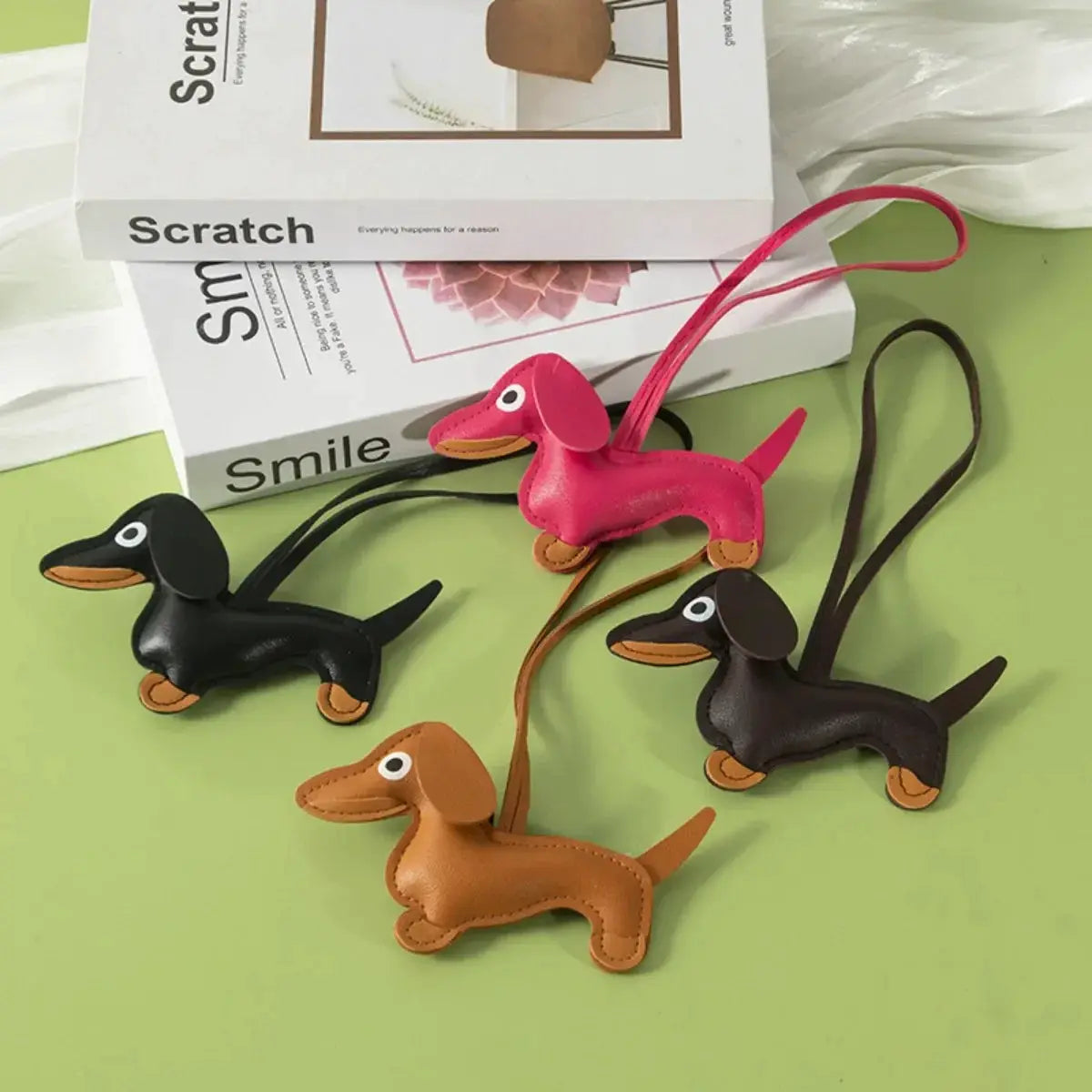 Cute Dachshund Leather Design Keychain Dog Charm For Bag And Car Ornament Perfect Gift For Women Friends And Couples