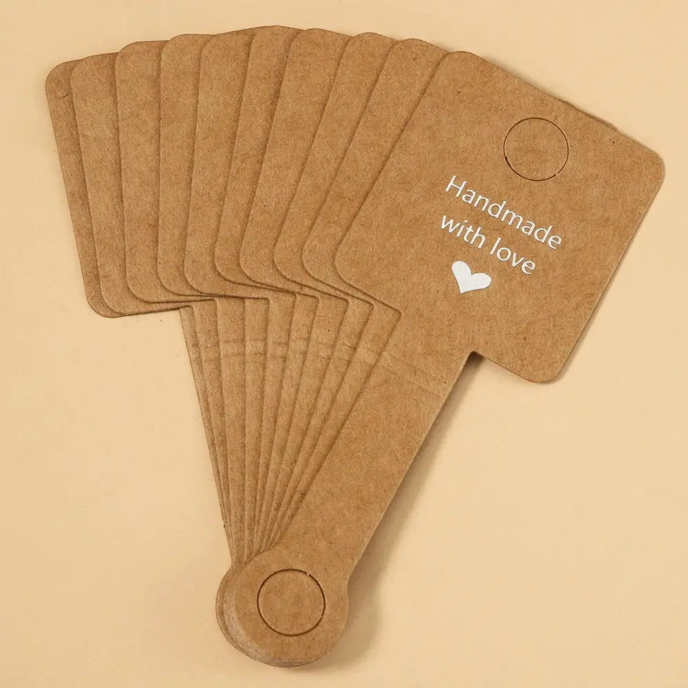50pcs Self Adhesive Kraft Paper Card For Bracelet And Necklace Jewelry Hanging Holder 4x10cm Retail Display Packaging