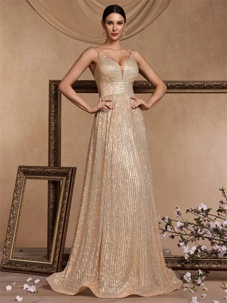 Elegant Backless Sequined Mermaid Evening Gown For Weddings And Proms