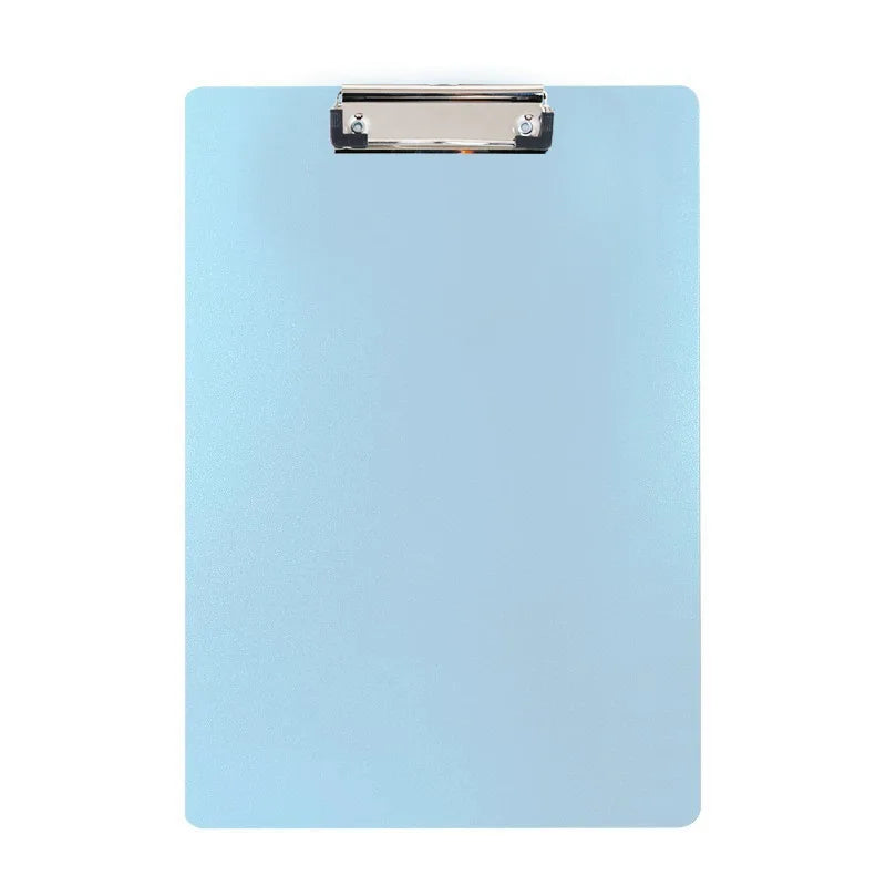 Blue A4 clipboard folder with cover and metal clip for business or school use
