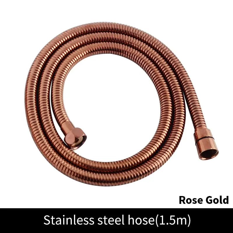Rose gold stainless steel handheld shower hose, 1.5m length