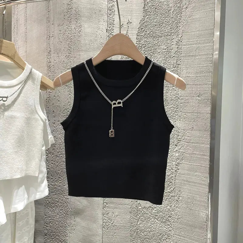 AOSSVIAO 2026 Summer Knit Vest For Women Striped Slim Fit Sleeveless Waistcoat With Turtleneck Collar