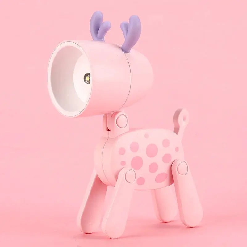 Simples Market pink mini LED night light folding desk lamp in cartoon deer-dog shape with purple ears