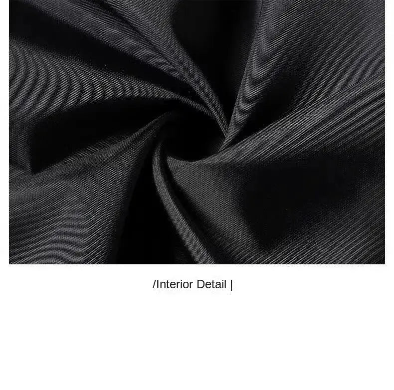 Black cotton baseball jacket by Simples Market; interior fabric close-up
