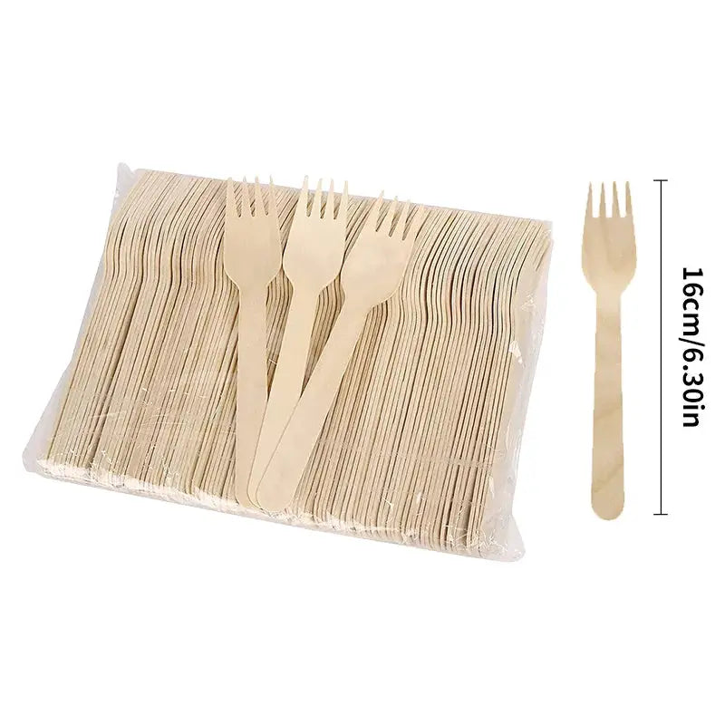 Disposable Wooden Spoons Set 50 100 Pcs For Tasting Yogurt Ice Cream Desserts Forks Wedding Party Tableware