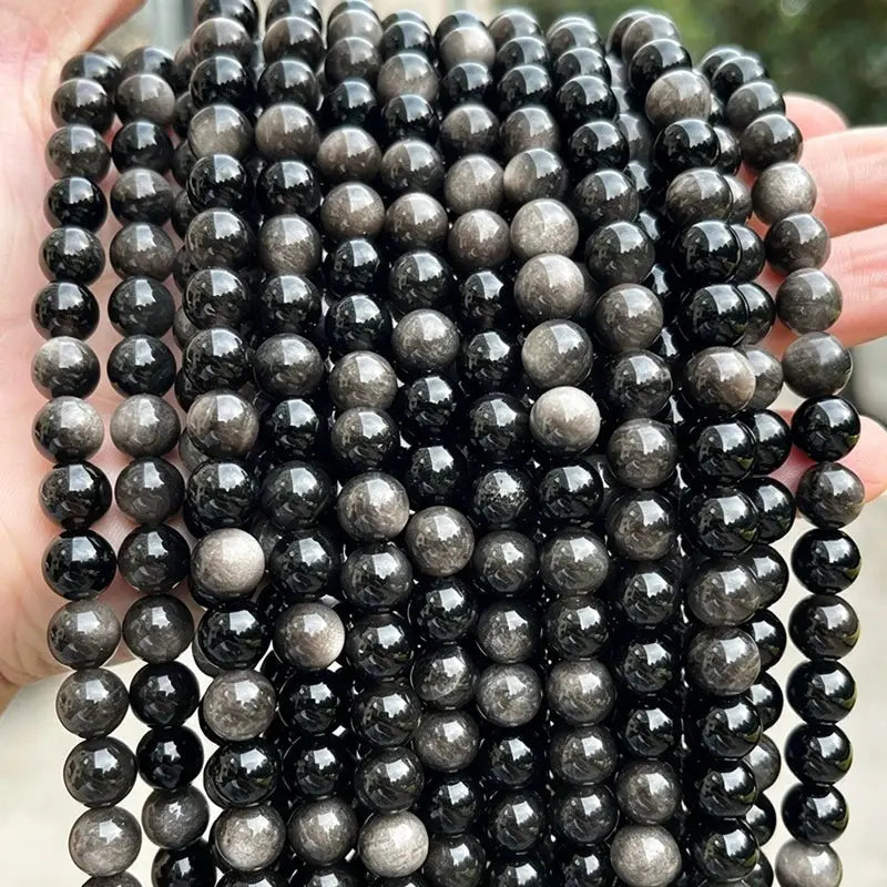 4mm 6mm 8mm 10mm Natural Stone Black Obsidian Beads Polished Round Loose Spacer Beads For Jewelry Making DIY Necklace
