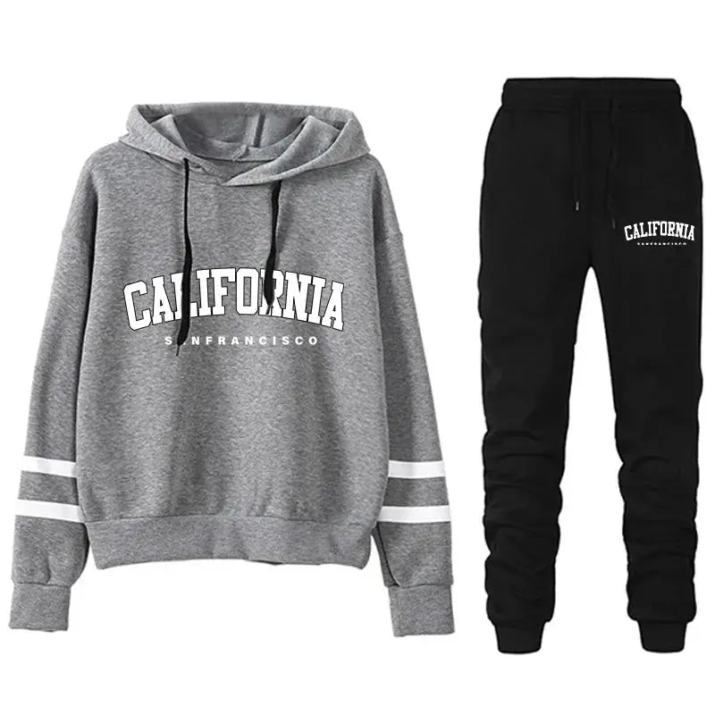 California Womens Hooded Tracksuit With Ankle Pants In Polyester Cotton Blend For Year Round Style Sizes S To 3XL