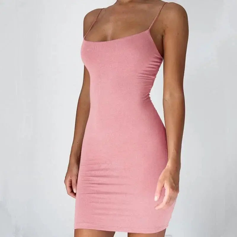Liva Girl Summer Spaghetti Strap Mini Dress 2025 Sexy Bodycon Club Nightlife Dress