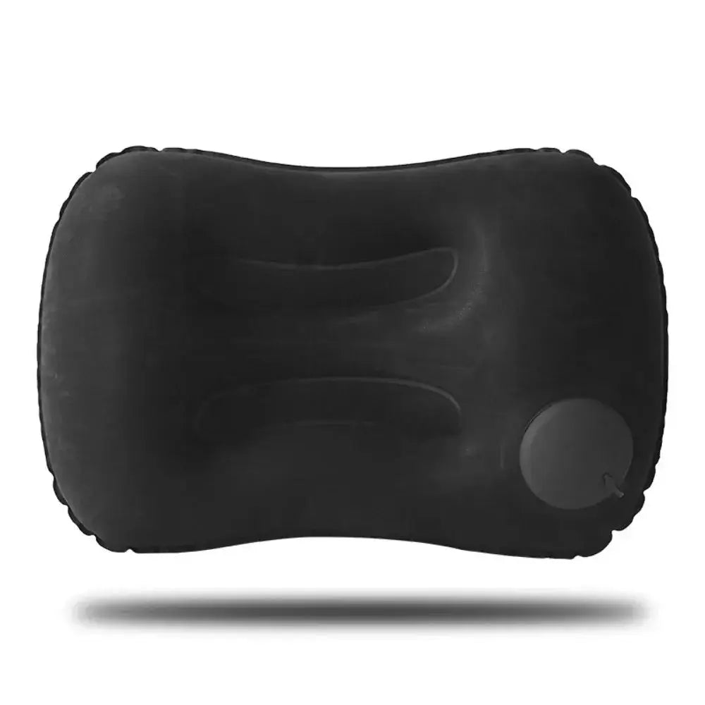 Portable inflatable pillow by Simples Market, black neck and lumbar support with air valve for travel, camping, car, pool