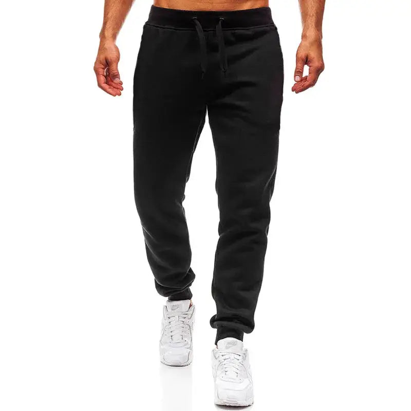 Simples Market men's black jogger pants with drawstring, loose straight-leg casual sportswear.