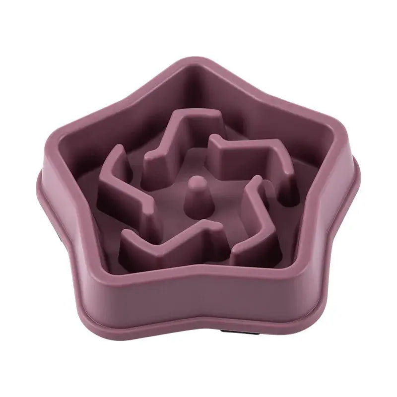 Star-shaped pet slow-feed bowl for cats and dogs, purple, thickened non-slip anti-choking design