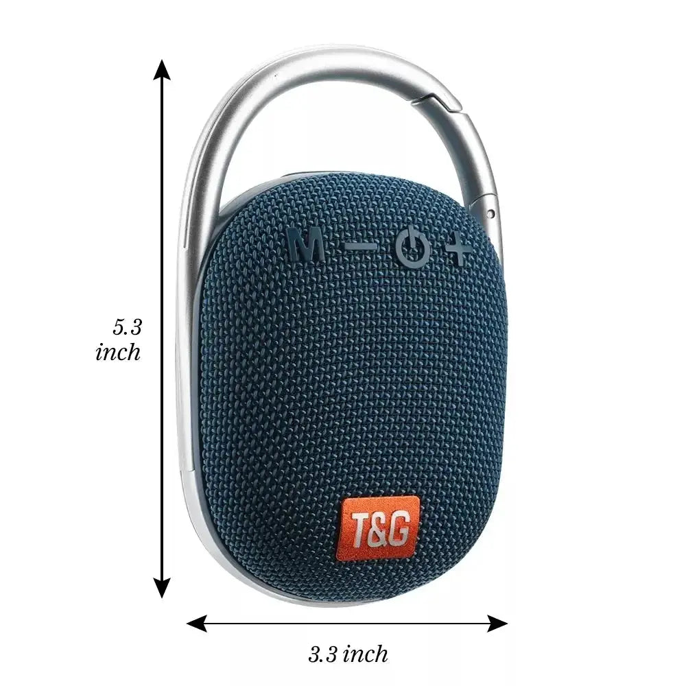 TG321 outdoor portable waterproof Bluetooth speaker in blue fabric with silver handle and TG tag.