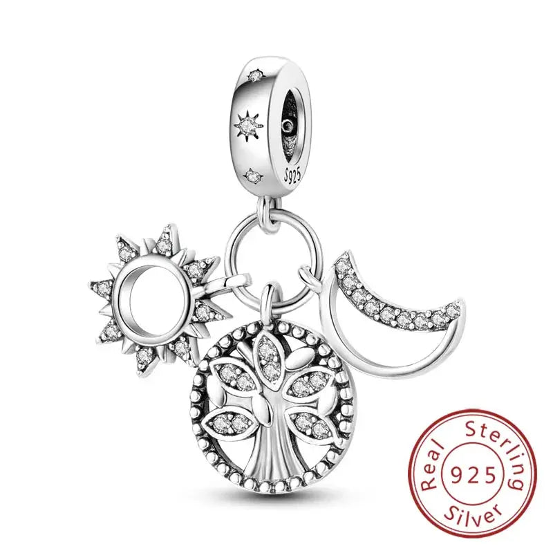 925 Sterling Silver Charms Beads Forever Love Heart Dangle For Bracelet Women Jewelry Gift Sister Family Life