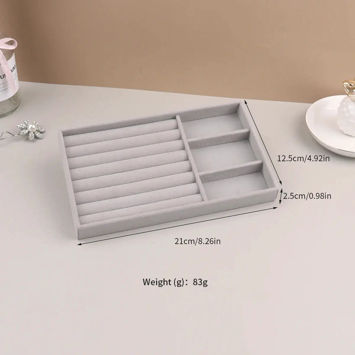 Velvet Jewelry Display Stackable Organizer Box For Rings Earrings Necklaces Portable Case