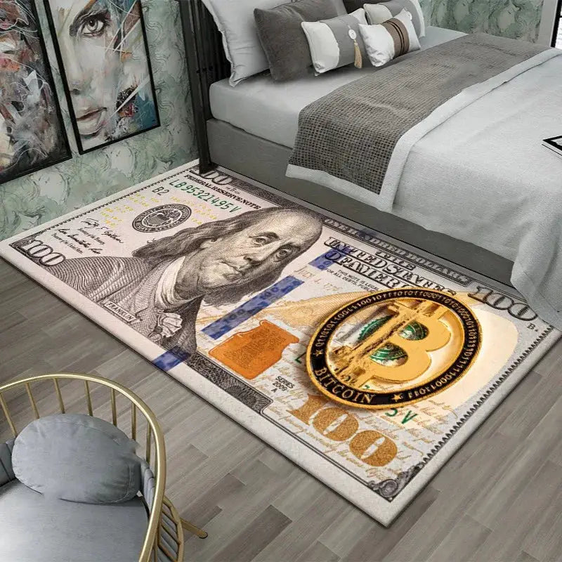 Colorful Dollar Money Print Carpet Rug Large Area Non Slip Stain Resistant Entryway Bedroom Floor Mat Decoration