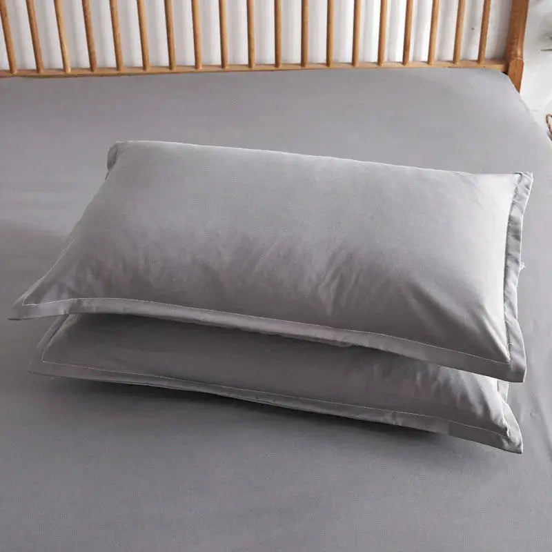 3pc cotton fitted sheet set in gray with 1 fitted sheet and 2 pillowcases