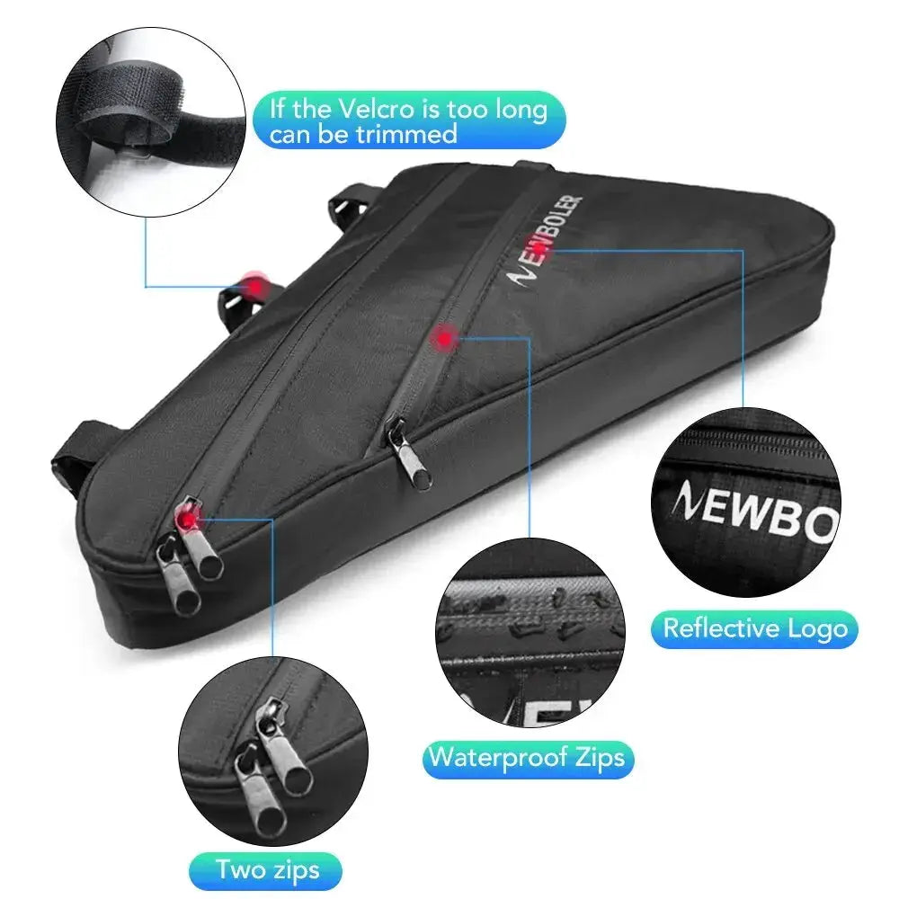 Large Bicycle Triangle Bag Waterproof Frame Front Tube Bag For E Bikes And Bikes 17 Inch And Up
