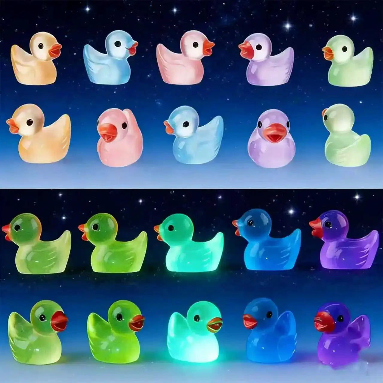 Cute Colorful Glowing Night Lights Ducks Decorative Ornaments 50 Pieces Pack For Home Decor And Ambient Lighting