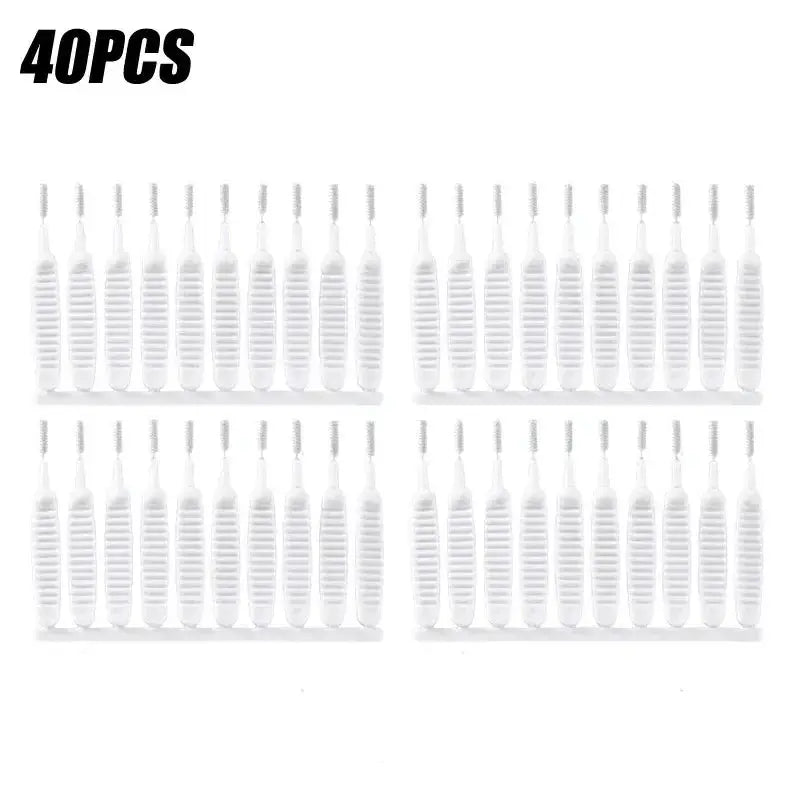 Shower cleaning brush set, 40 pcs, white micro nylon nozzle brushes by Simples Market
