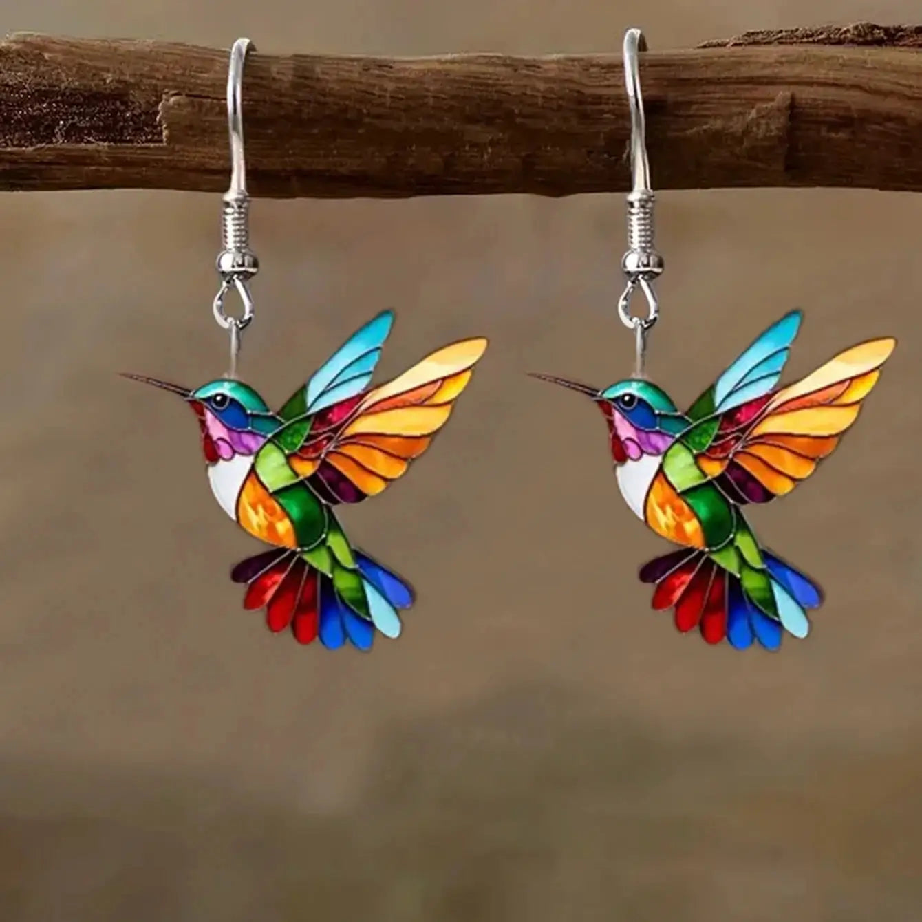 Cross Border Spring Festival Colorful Bird Acrylic Earrings Europe America 2024 Hot Selling Fashion Retro Jewelry