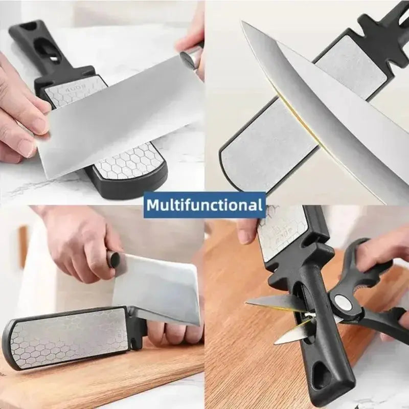 5 In 1 Knife Sharpener With Diamond Bars 400 and 1000 Grit Double Sided Whetstone for Kitchen Knives